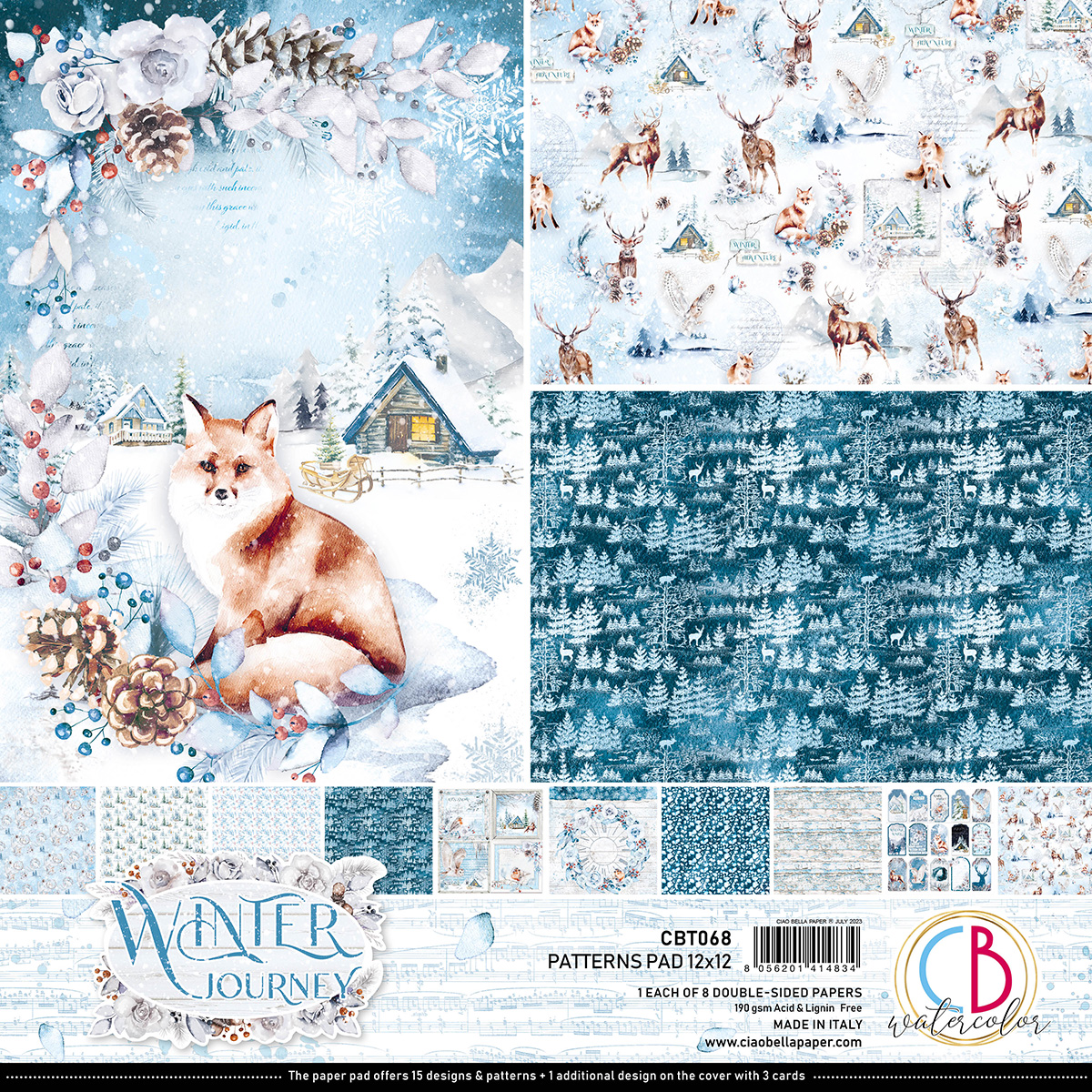 Bild von Ciao Bella - WINTER JOURNEY PATTERNS PAD 12"X12" 8/PKG