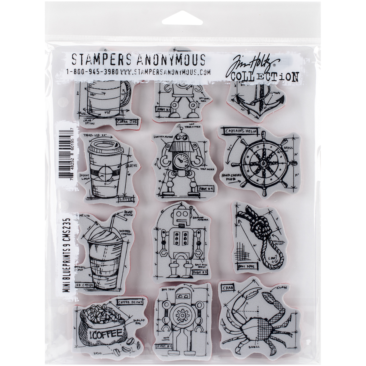 Bild von Tim Holtz Cling Stamps 7"X8.5"-Mini Blueprints #9