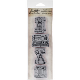 Bild von Tim Holtz Mini Blueprints Strip Cling Stamps 3"X10"-Sewing
