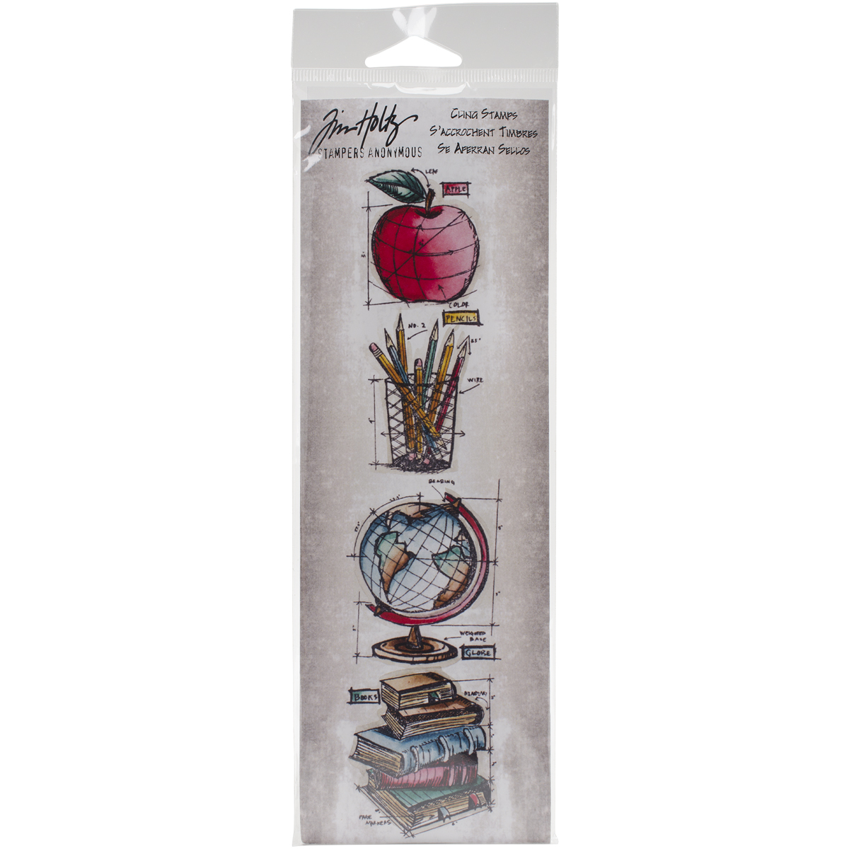 Bild von Tim Holtz Mini Blueprints Strip Cling Stamps 3"X10"-Schoolhouse