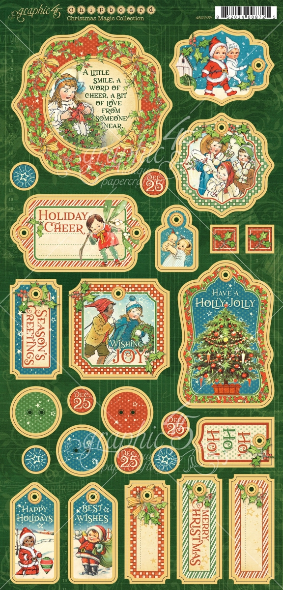 Bild von Graphic45 - Christmas Magic Chipboard Die-Cuts 6"X12" Sheet-Decorative & Journaling