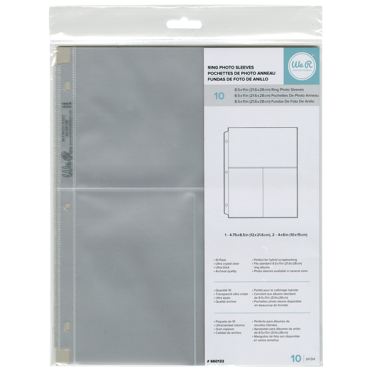 Bild von We R Ring Photo Sleeves 8.5"X11" 10/Pkg-(2) 6"X4" Pockets