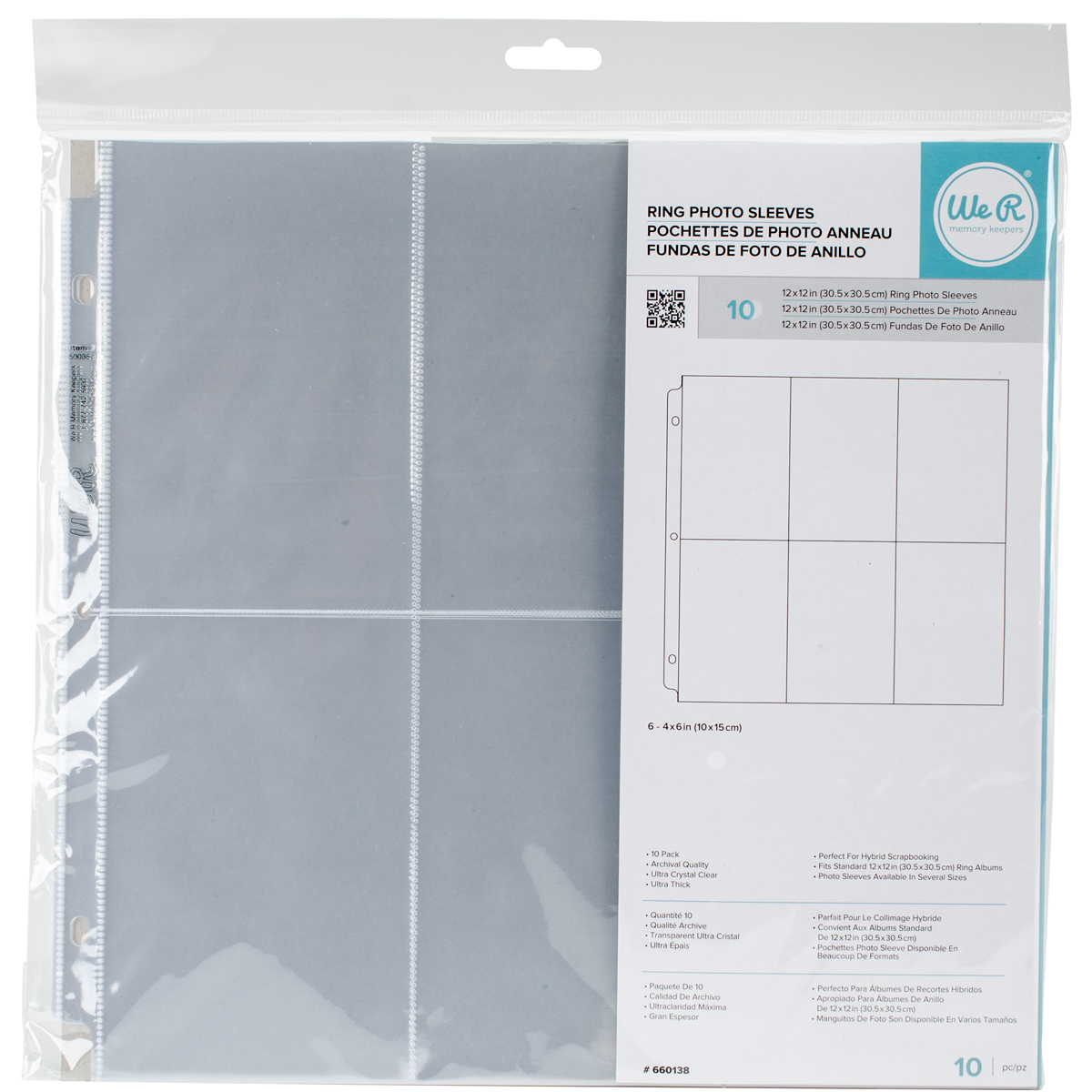 Bild von We R Ring Photo Sleeves 12"X12" 10/Pkg-(6) 6"X4" Pockets