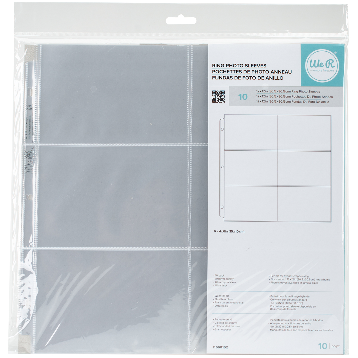 Bild von We R Ring Photo Sleeves 12"X12" 10/Pkg-(6) 4"X6" Pockets