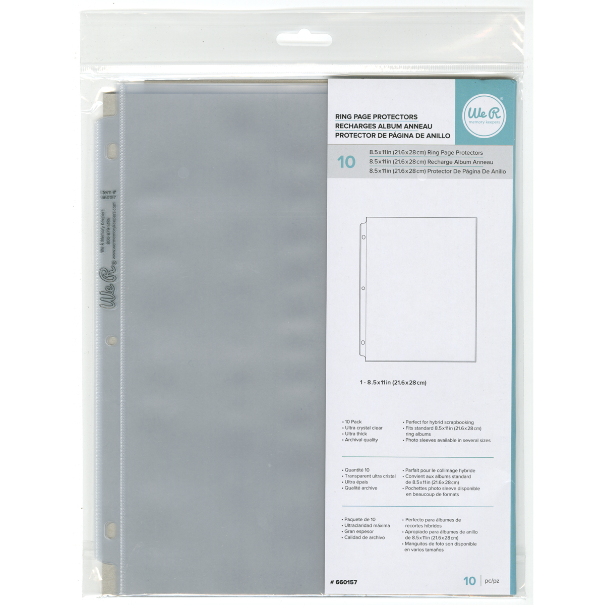 Bild von We R Ring Photo Sleeves 8.5"X11" 10/Pkg-Full Page