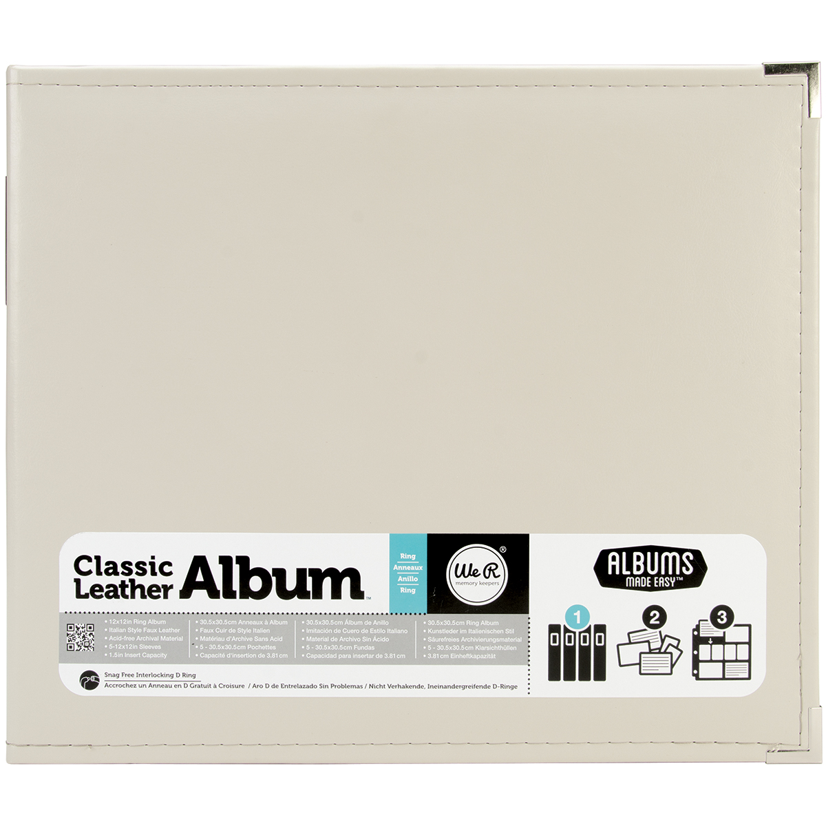 Bild von We R Classic Leather D-Ring Album 12"X12"-Greige