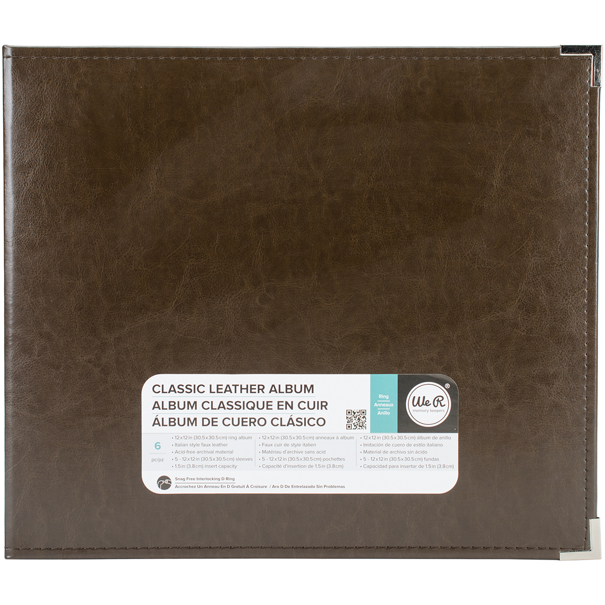 Bild von We R Classic Leather D-Ring Album 12"X12"-Dark Chocolate