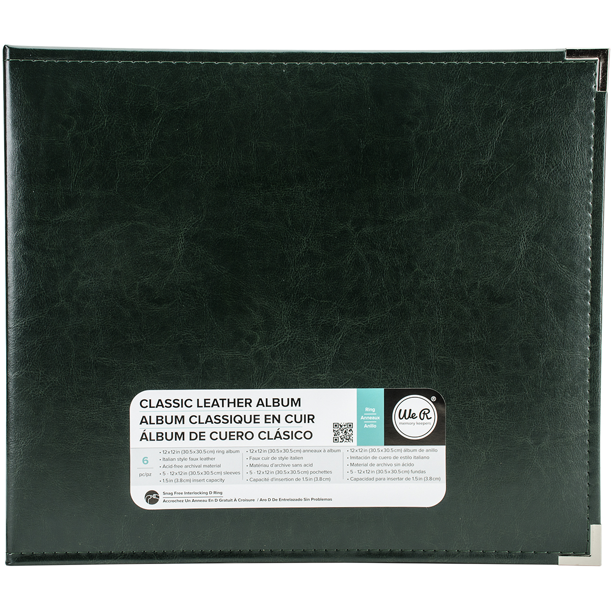 Bild von We R Classic Leather D-Ring Album 12"X12"-Forest Green