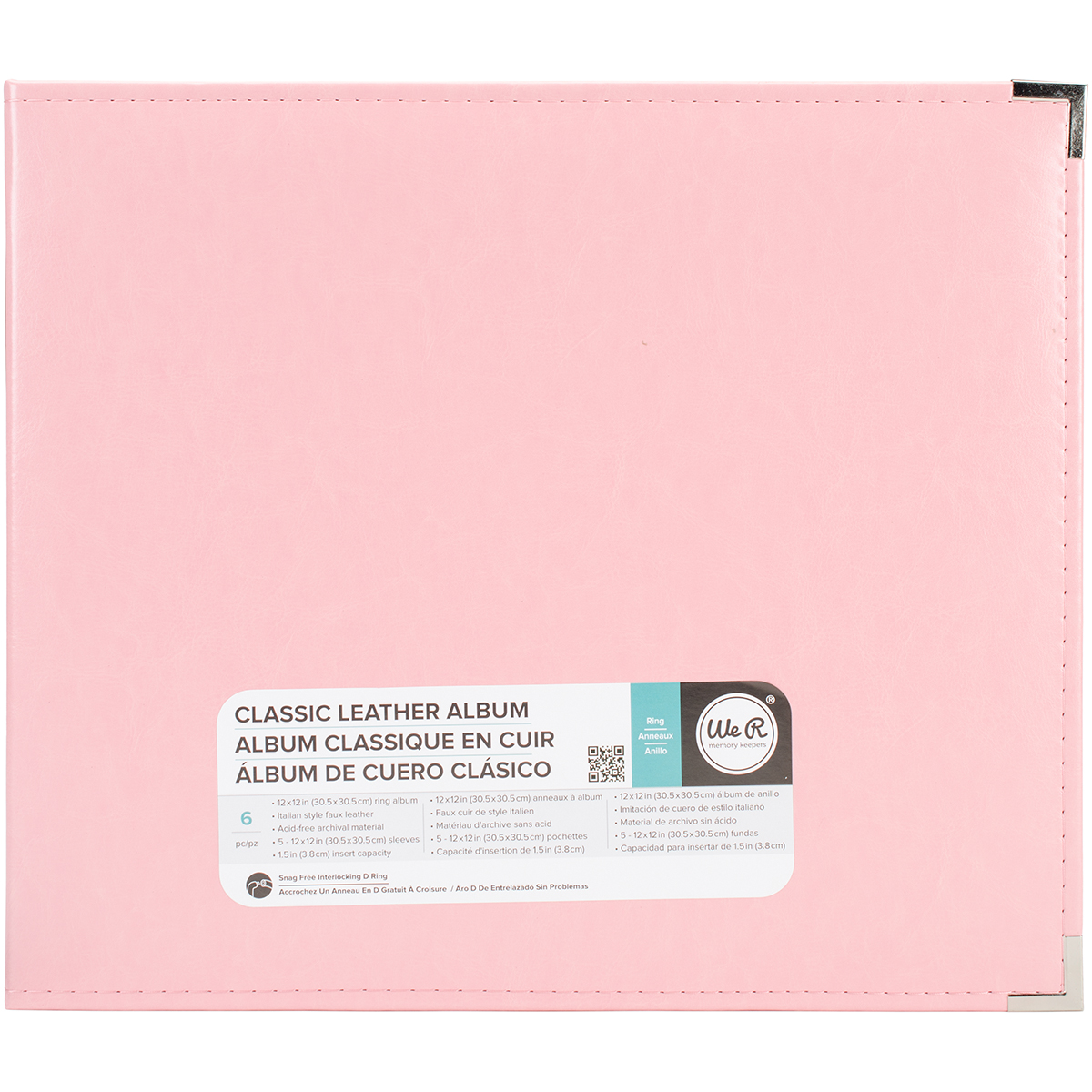 Bild von We R Classic Leather D-Ring Album 12"X12"-Pretty Pink