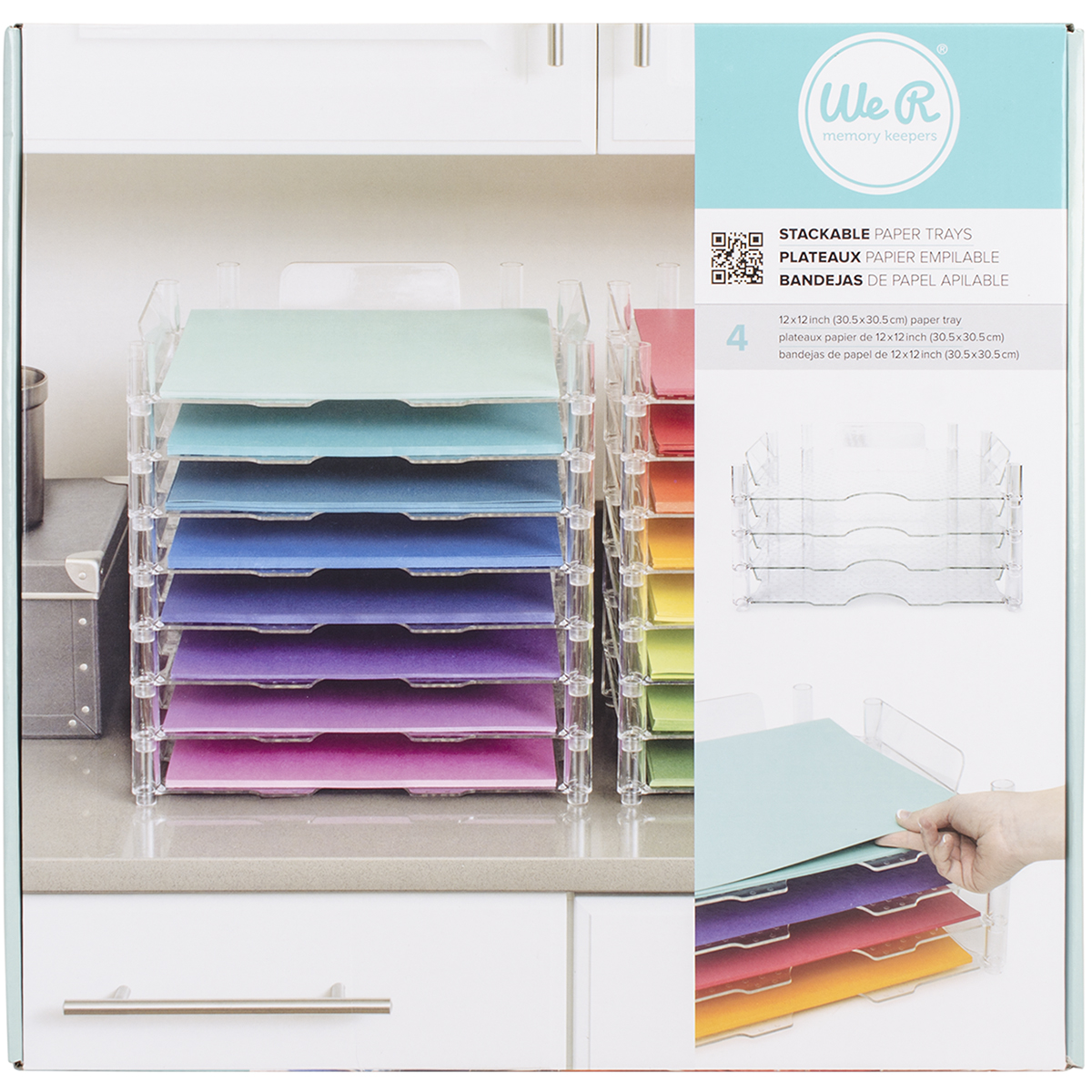 Bild von Stackable Acrylic Paper Trays Retail Packaged 4/Pkg-Clear 12"X12"