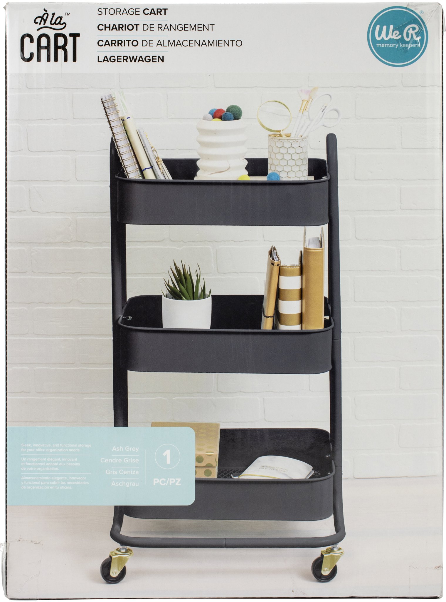 Bild von We R A La Cart Storage Cart With Handles-Burnt Ash