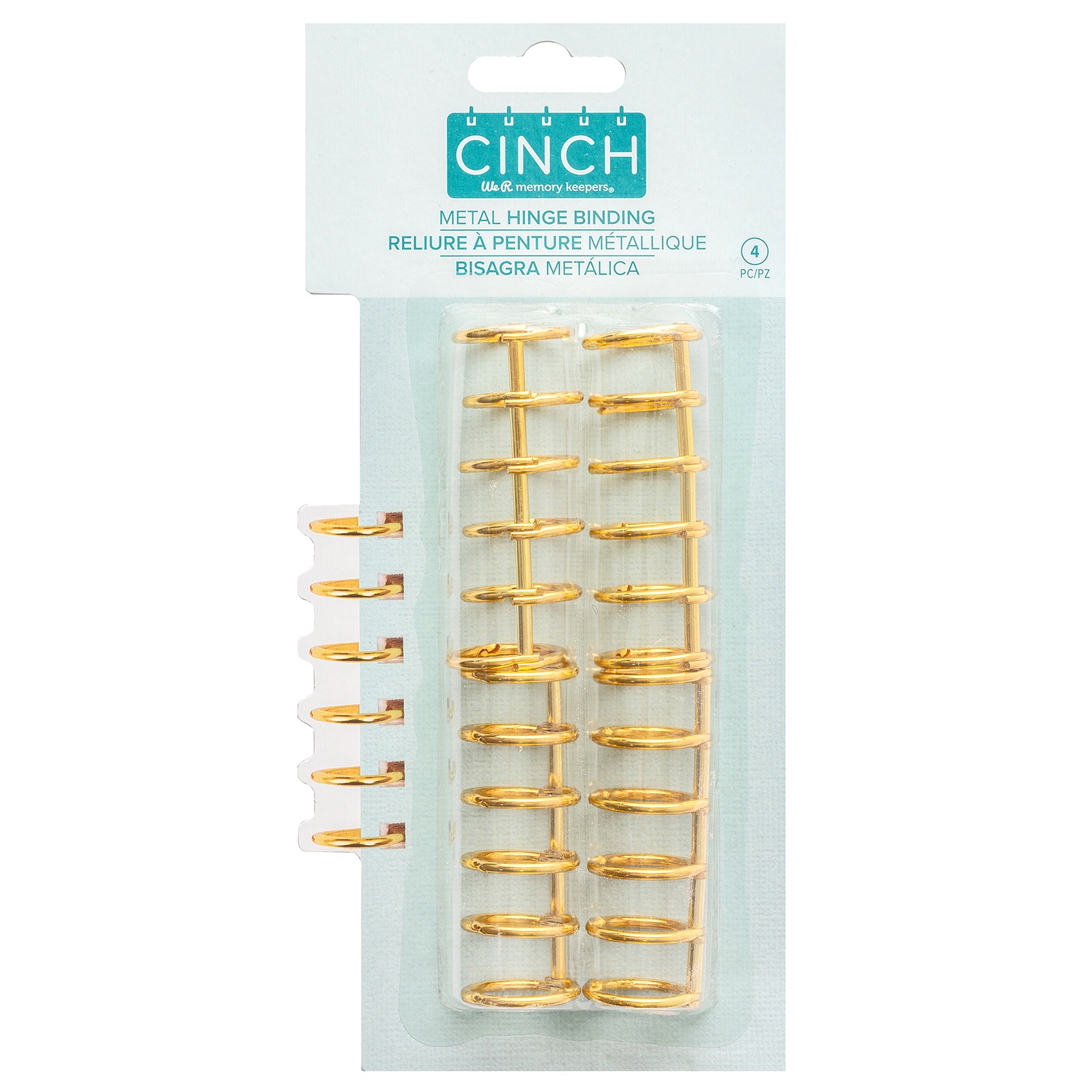 Bild von We R Memory Keepers Cinch Metal Hinge Binding 4/Pkg-Gold