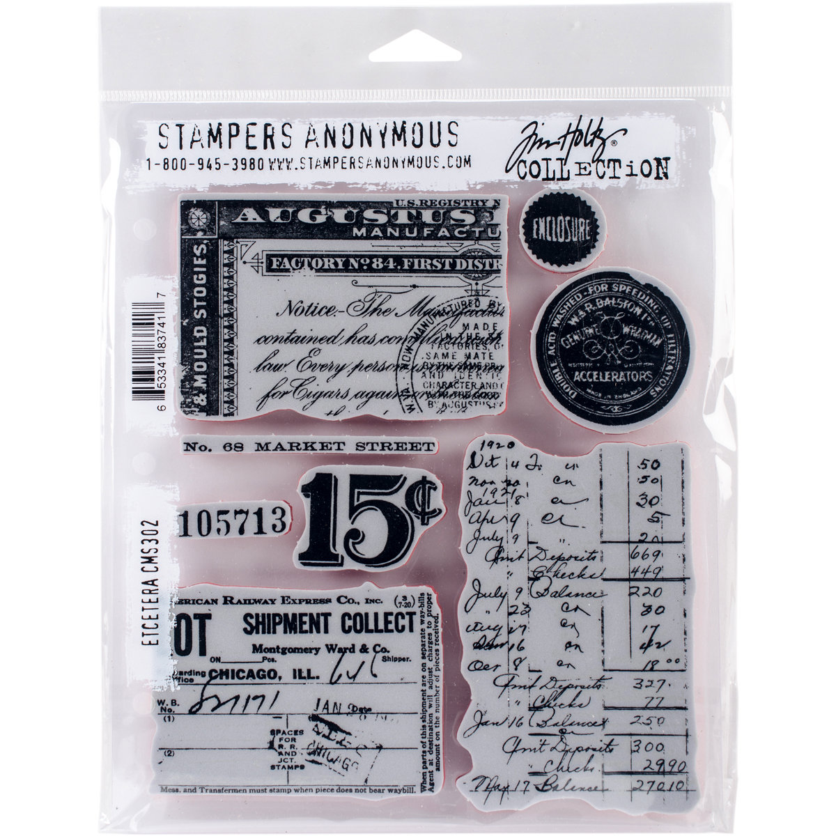 Tim Holtz Cling Stamps 7x8.5 Adverts - Red Rubber Stamps For Crafting And Distressing Techniques