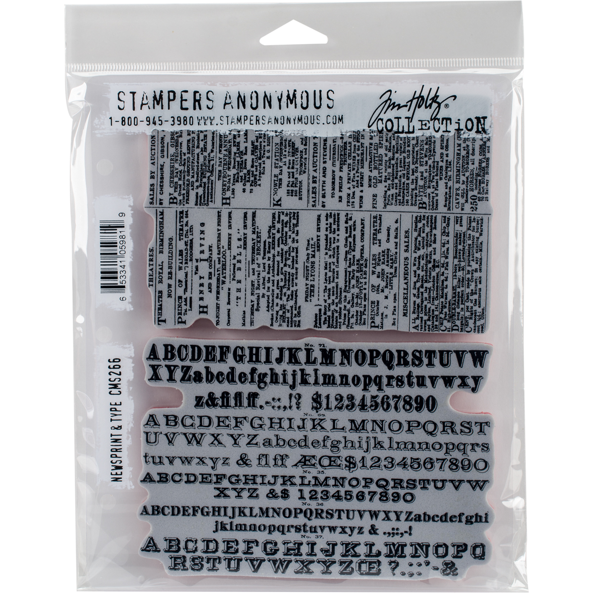 Bild von Tim Holtz Cling Stamps 7"X8.5"-Newsprint & Type