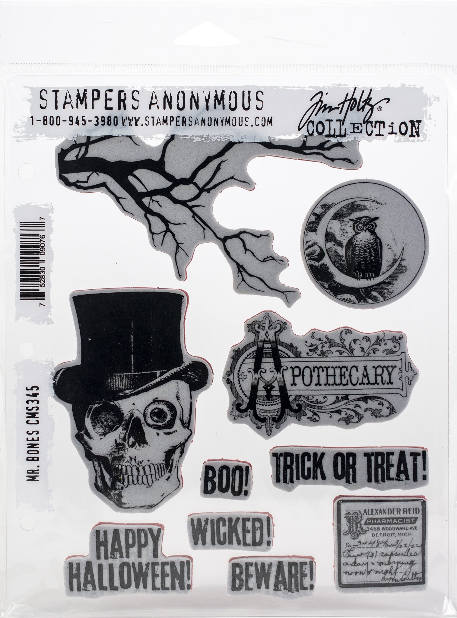 Bild von Tim Holtz Cling Stamps 7"X8.5"-Mr. Bones