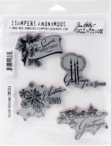 Bild von Tim Holtz Cling Stamps 7"X8.5"-Holiday Greetings