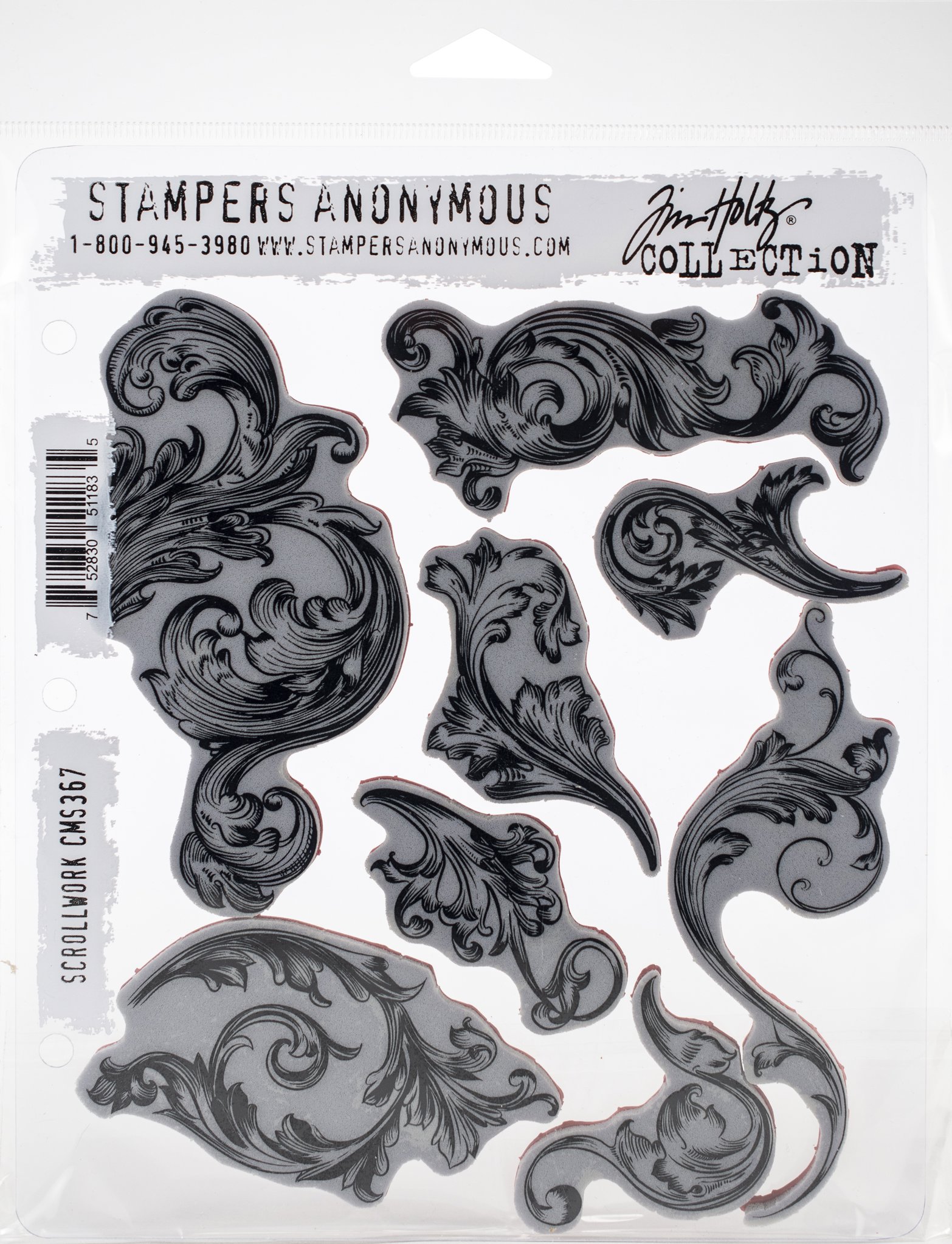 Bild von Tim Holtz Cling Stamps 7"X8.5"-Scrollwork