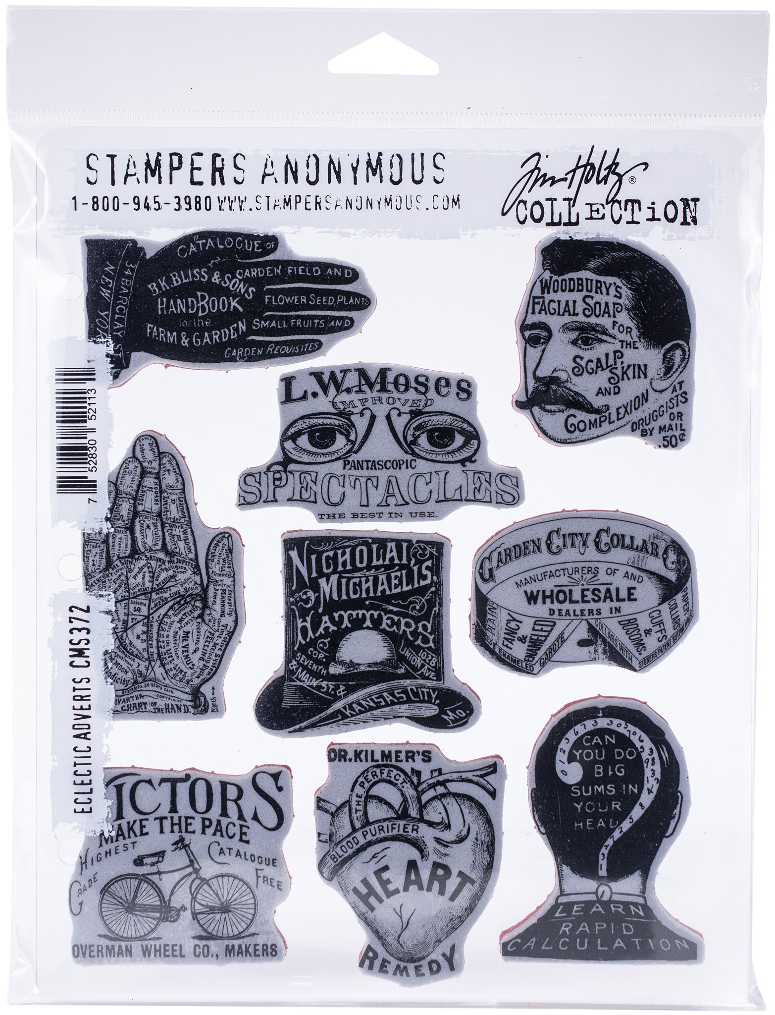 Bild von Tim Holtz Cling Stamps 7"X8.5"-Eclectic Adverts