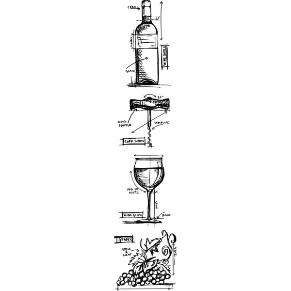 Bild von Wine - Tim Holtz Mini Blueprints Strip Cling Rubber Stamps