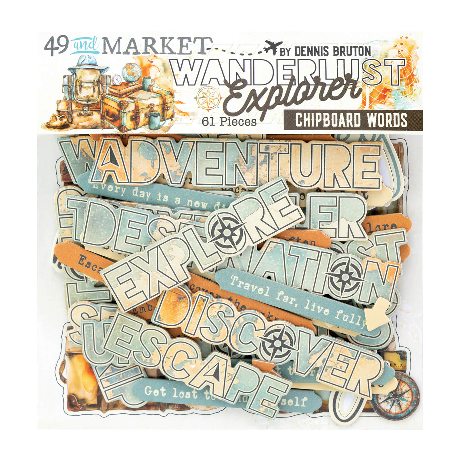 Bild von Wanderlust Explorer - 49 And Market Chipboard Words