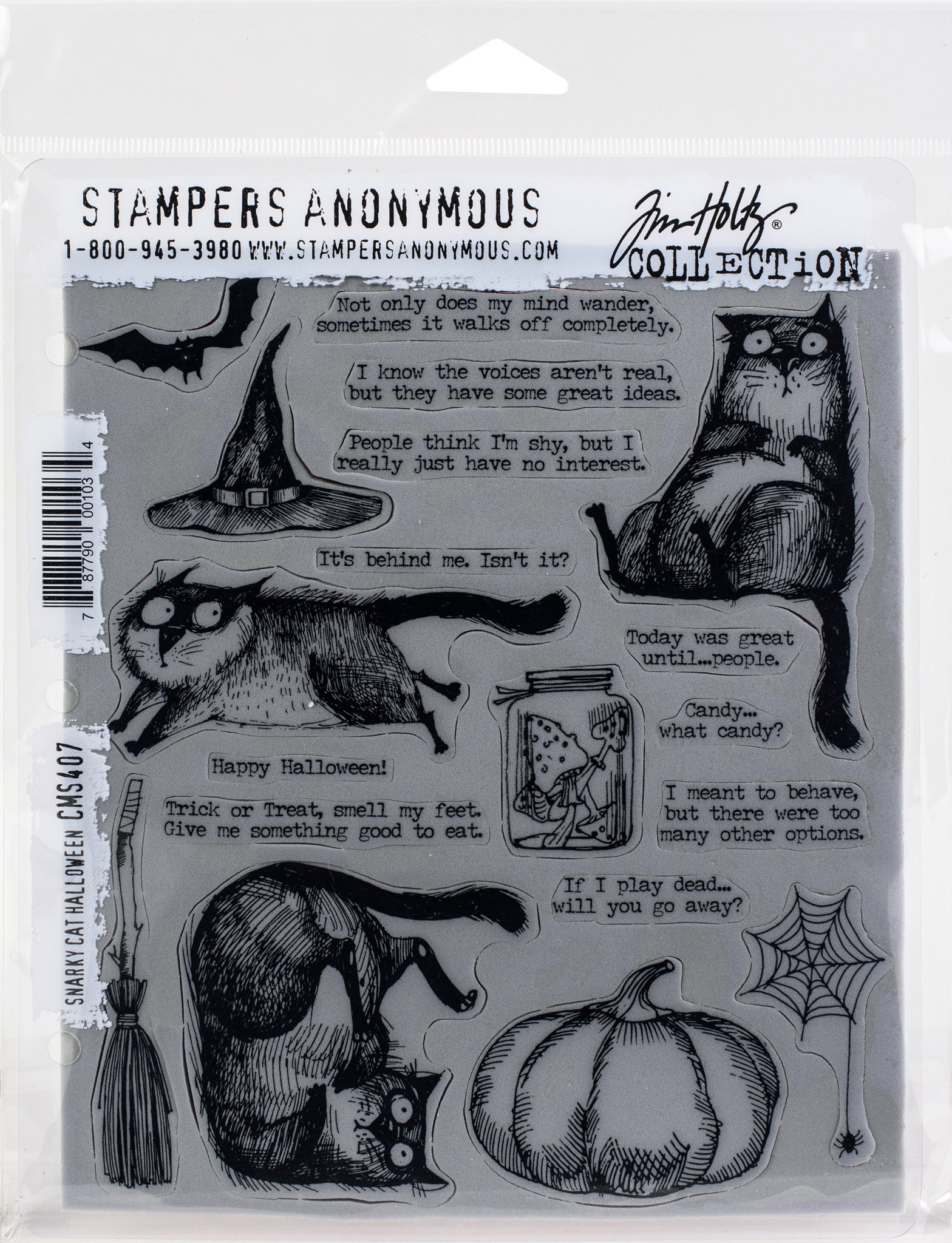 Bild von Tim Holtz Cling Stamps -Snarky Cat Halloween