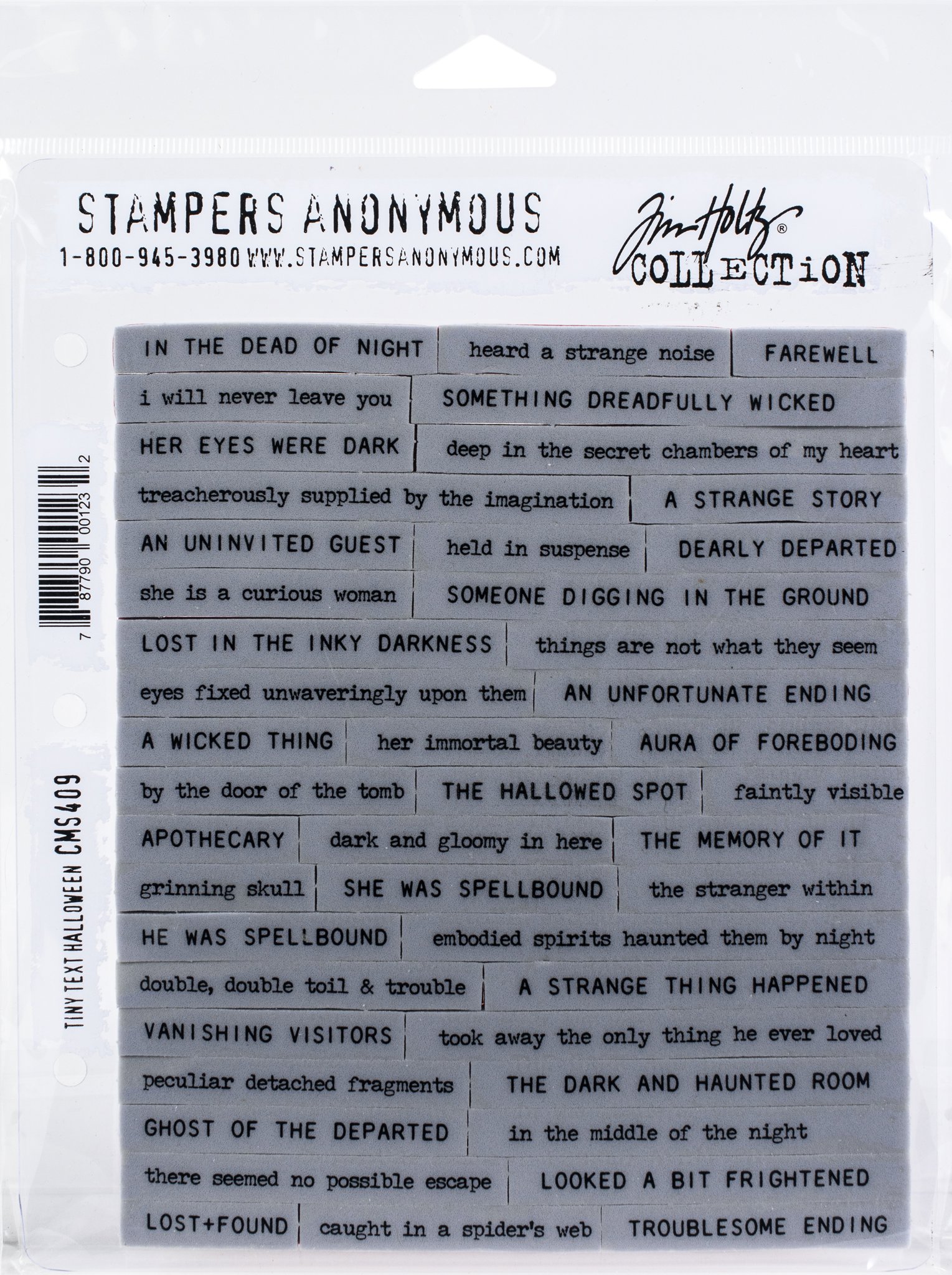 Bild von Tim Holtz Cling Stamps -Tiny Text Halloween