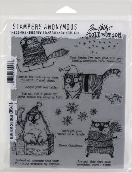 Bild von Tim Holtz Cling Stamps 7"X8.5"-Snarky Cat Christmas