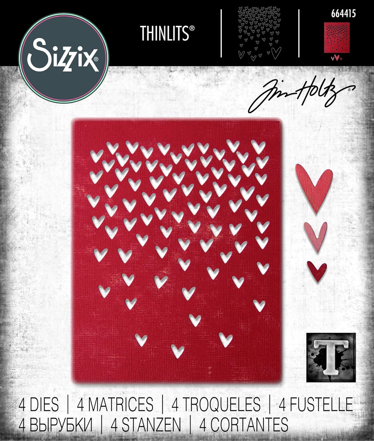 Bild von Falling Hearts - Thinlits Die by Tim Holtz 