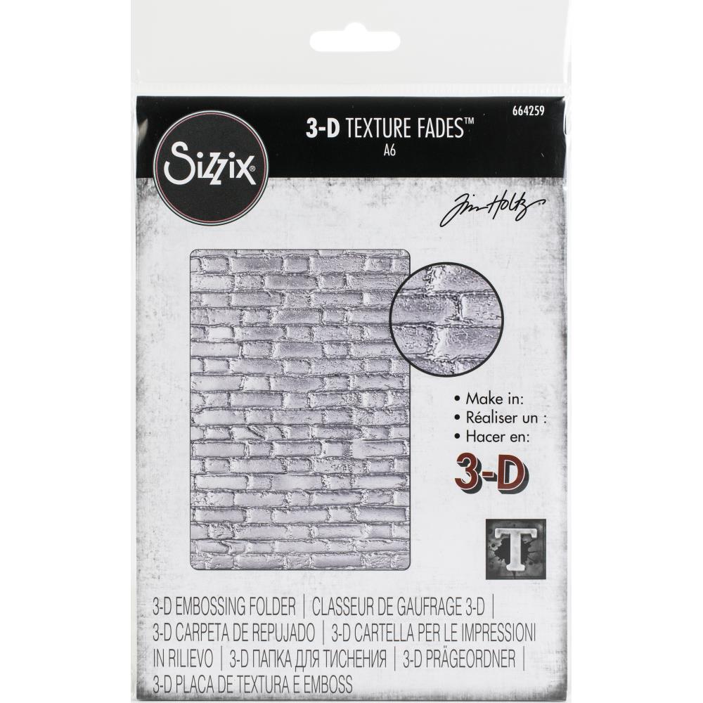 Bild von Brickwork - Sizzix 3D Texture Fades Embossing Folder By Tim Holtz