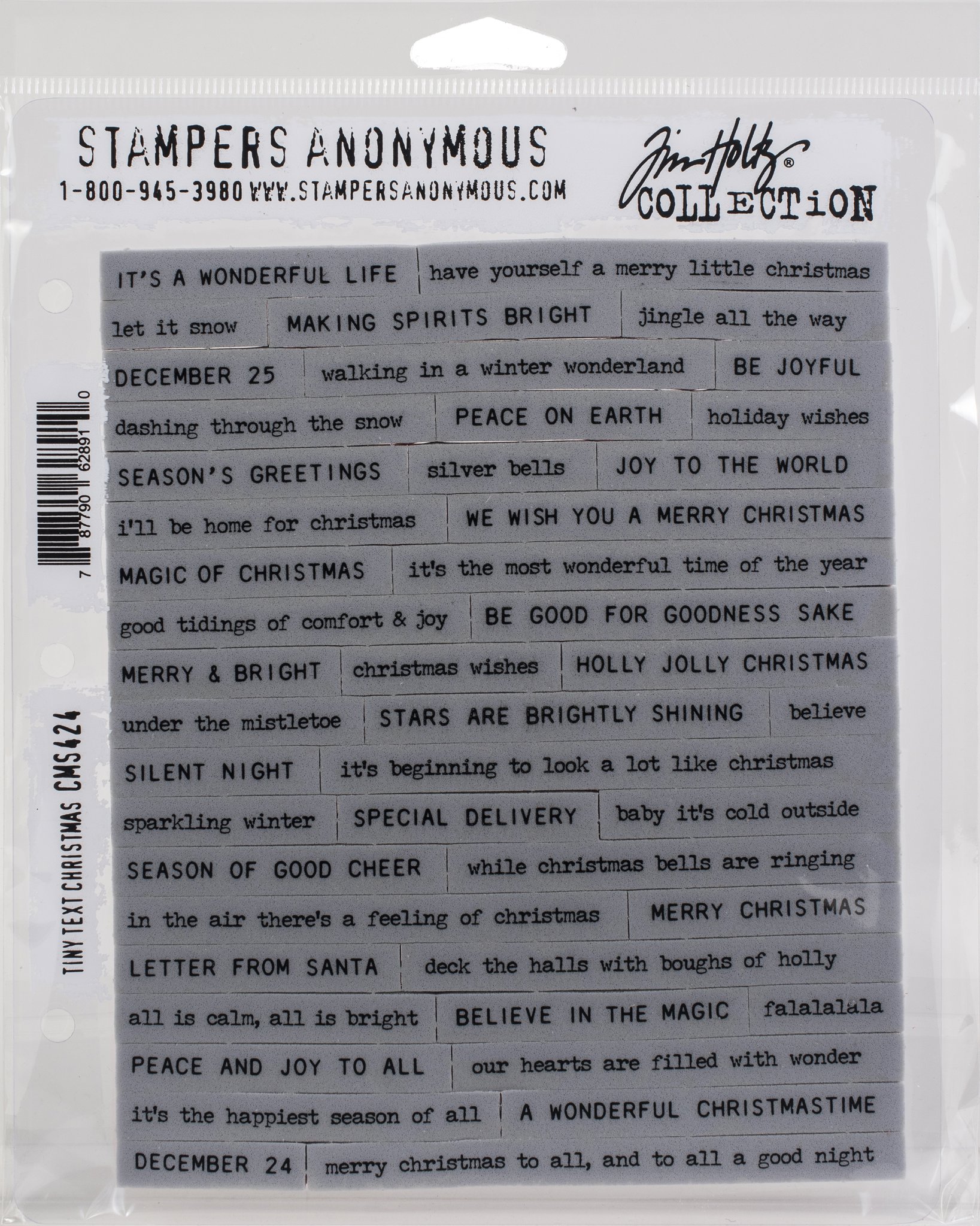 Bild von Tim Holtz Cling Stamps 7"X8.5"-Tiny Text Christmas