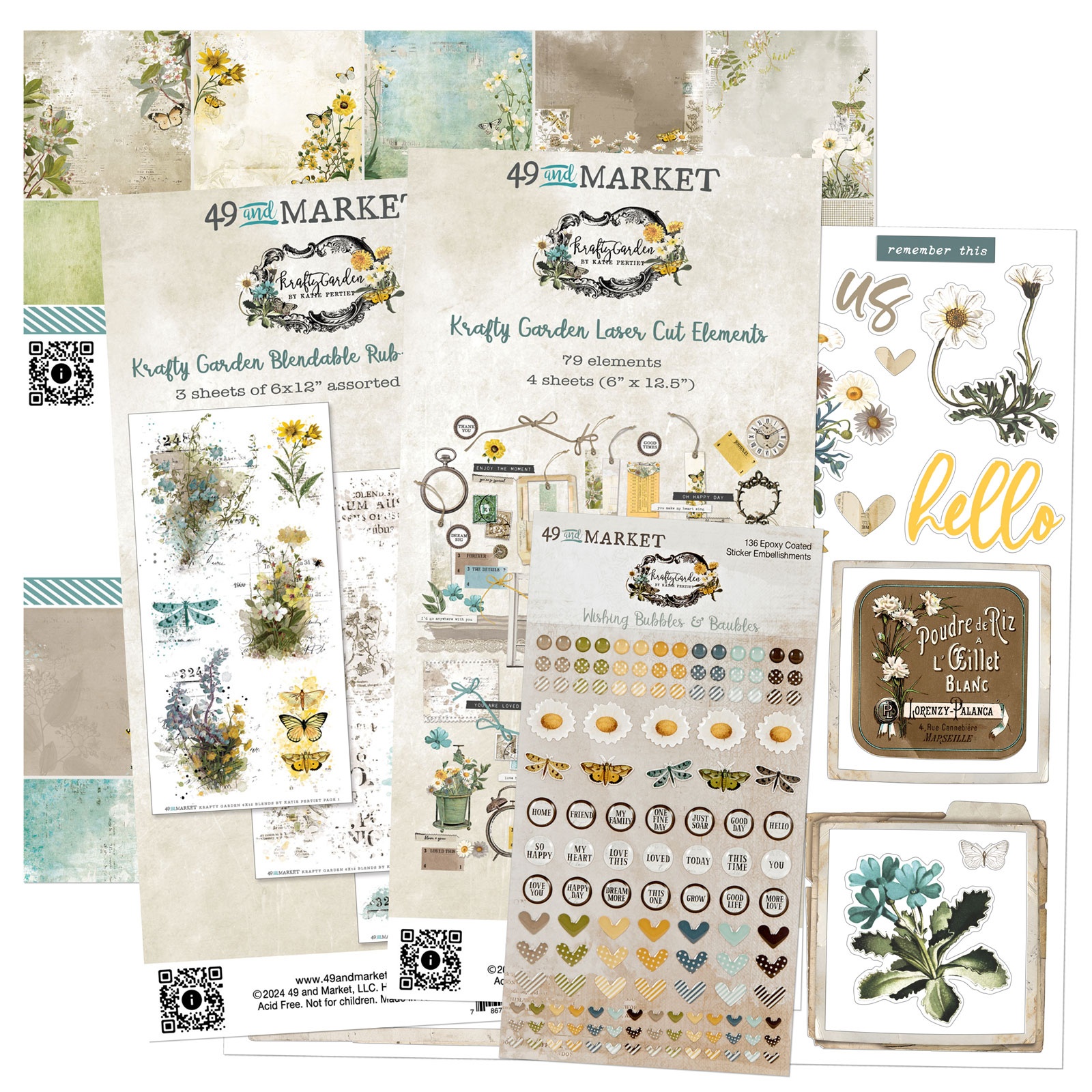 Bild von 49 And Market Collection Bundle With Custom Chipboard-Krafty Garden
