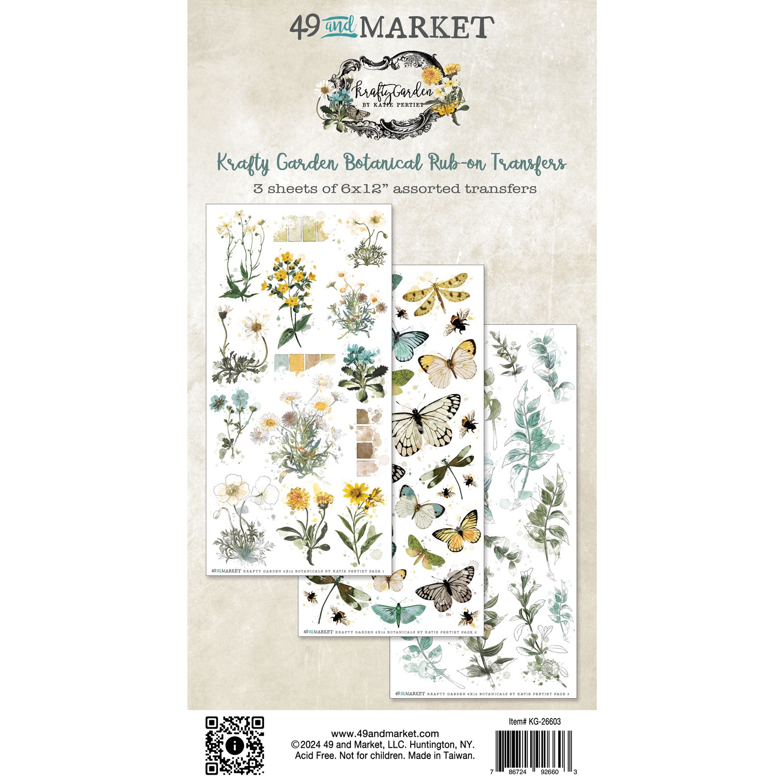 Bild von Krafty Garden Rub-On Transfer Set-Botanicals