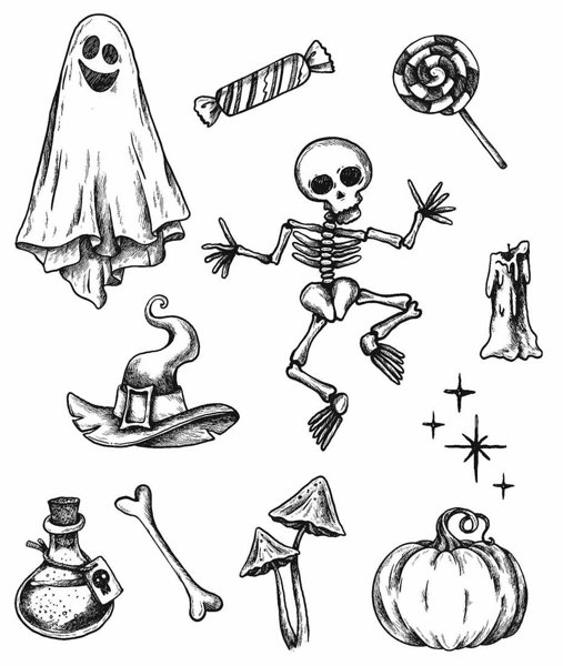 Bild von Tim Holtz Cling Stamps 7"X8.5"-Halloween Doodles
