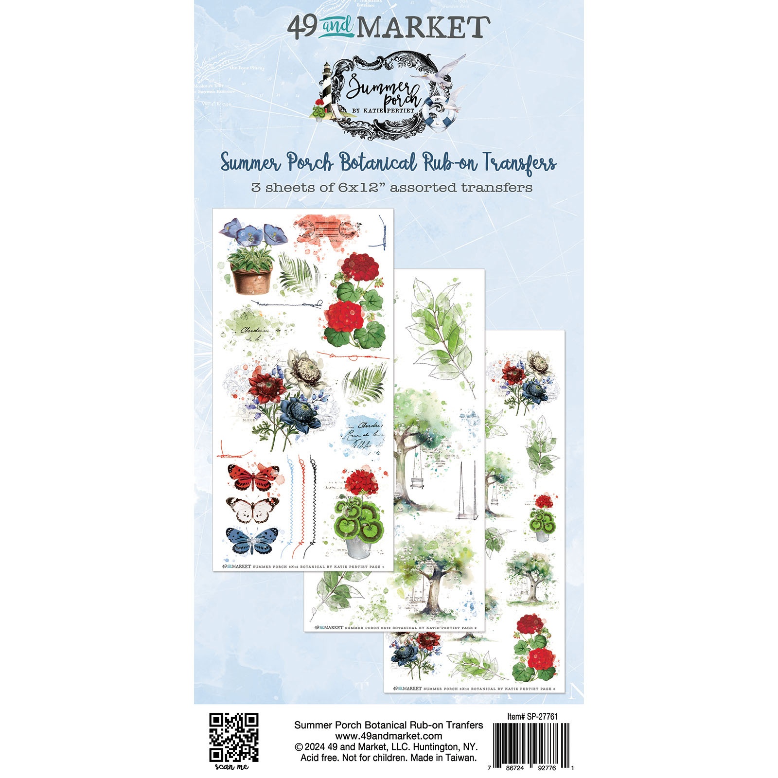 Bild von Summer Porch Rub-on Transfer Set-Botanical