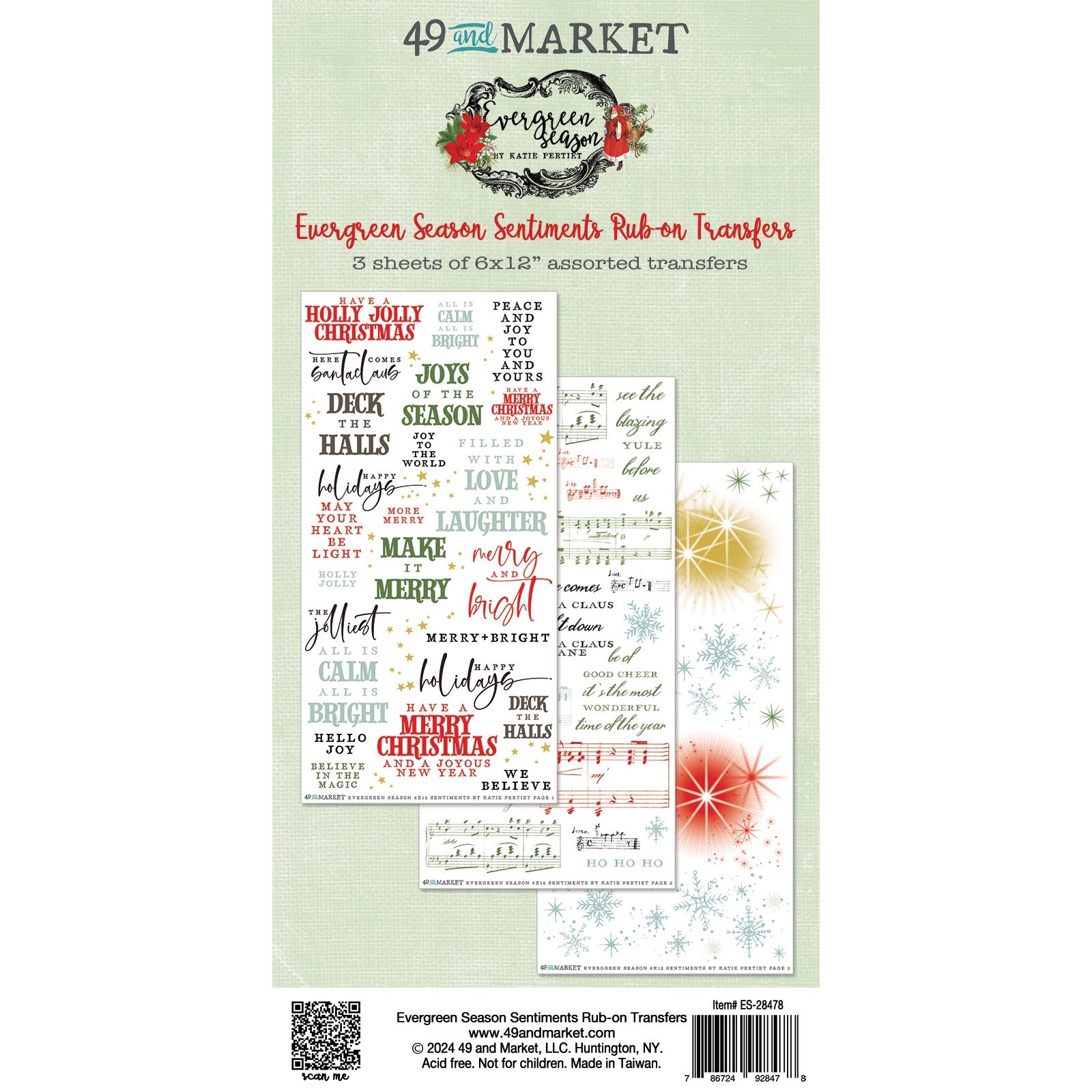 Bild von 49 And Market Rub-On Transfer Set-Sentiments, Evergreen Season