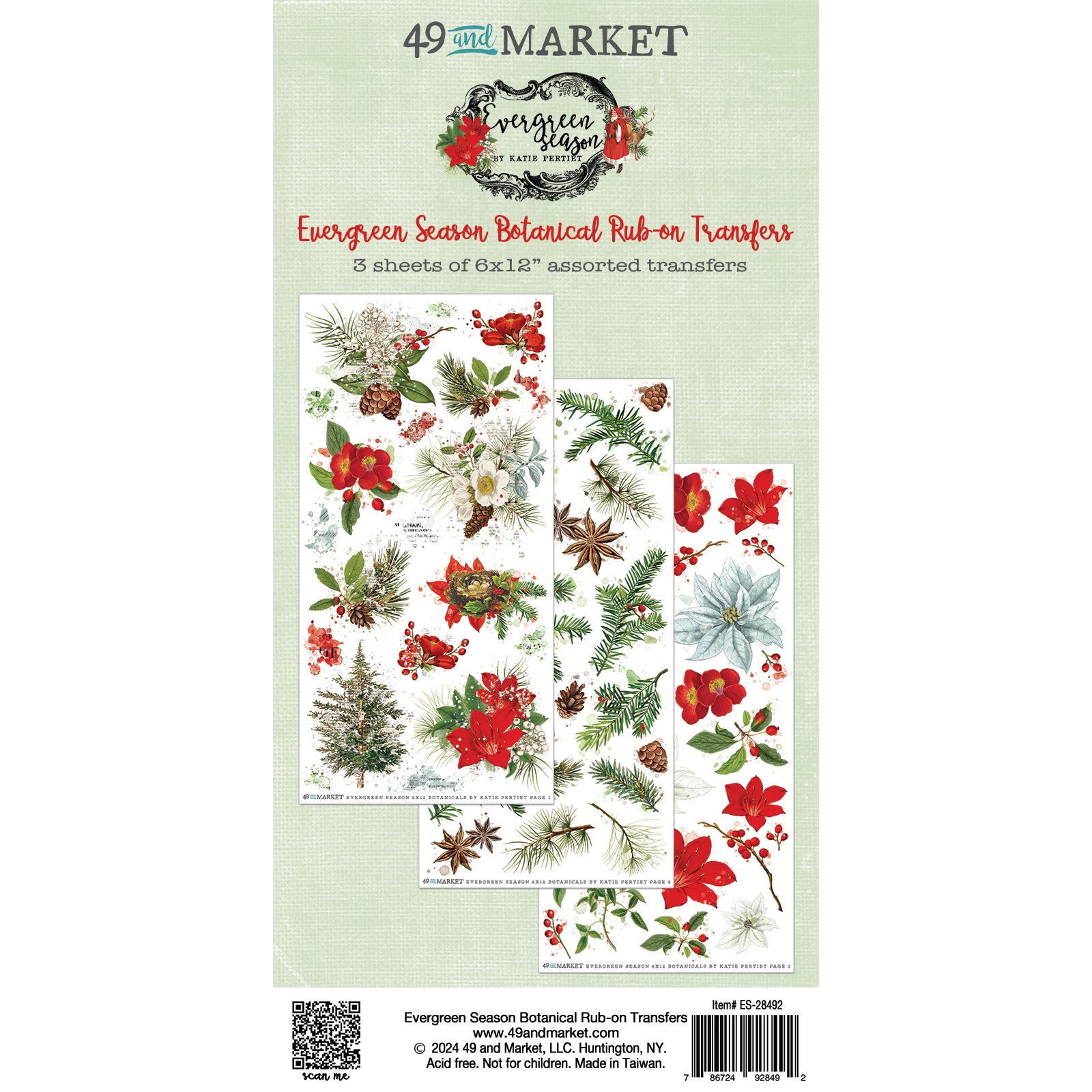 Bild von 49 And Market Rub-On Transfer Set-Botanical, Evergreen Season