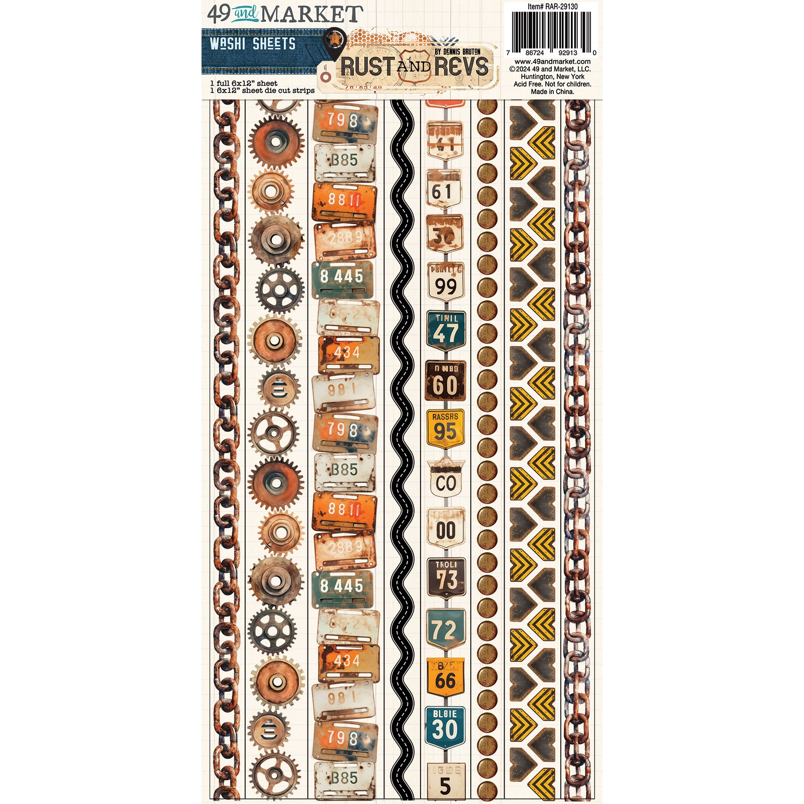 Bild von 49 And Market Washi Sheets-Rust And Revs
