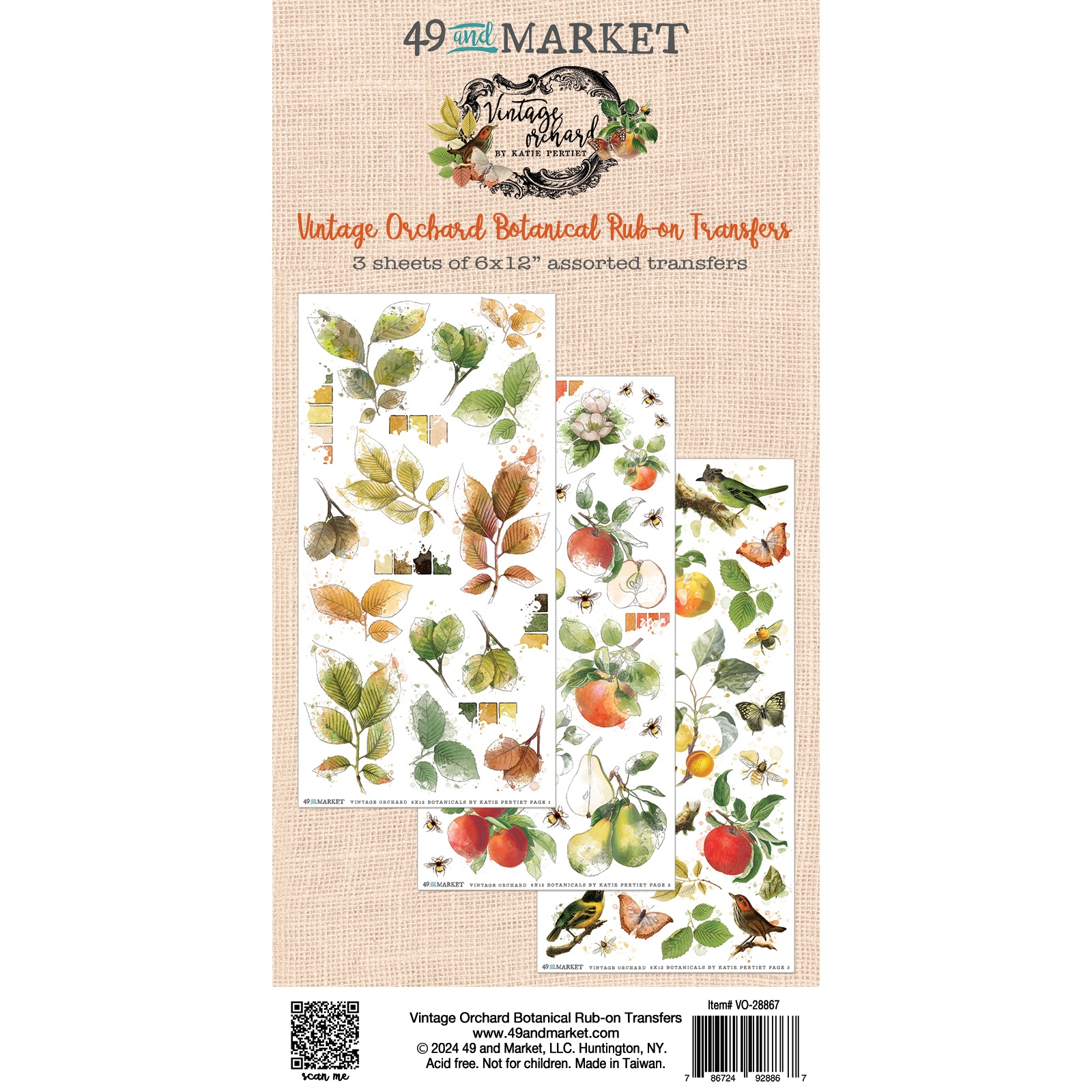 Bild von 49 And Market Rub-On Transfer Set-Vintage Orchard Botanical