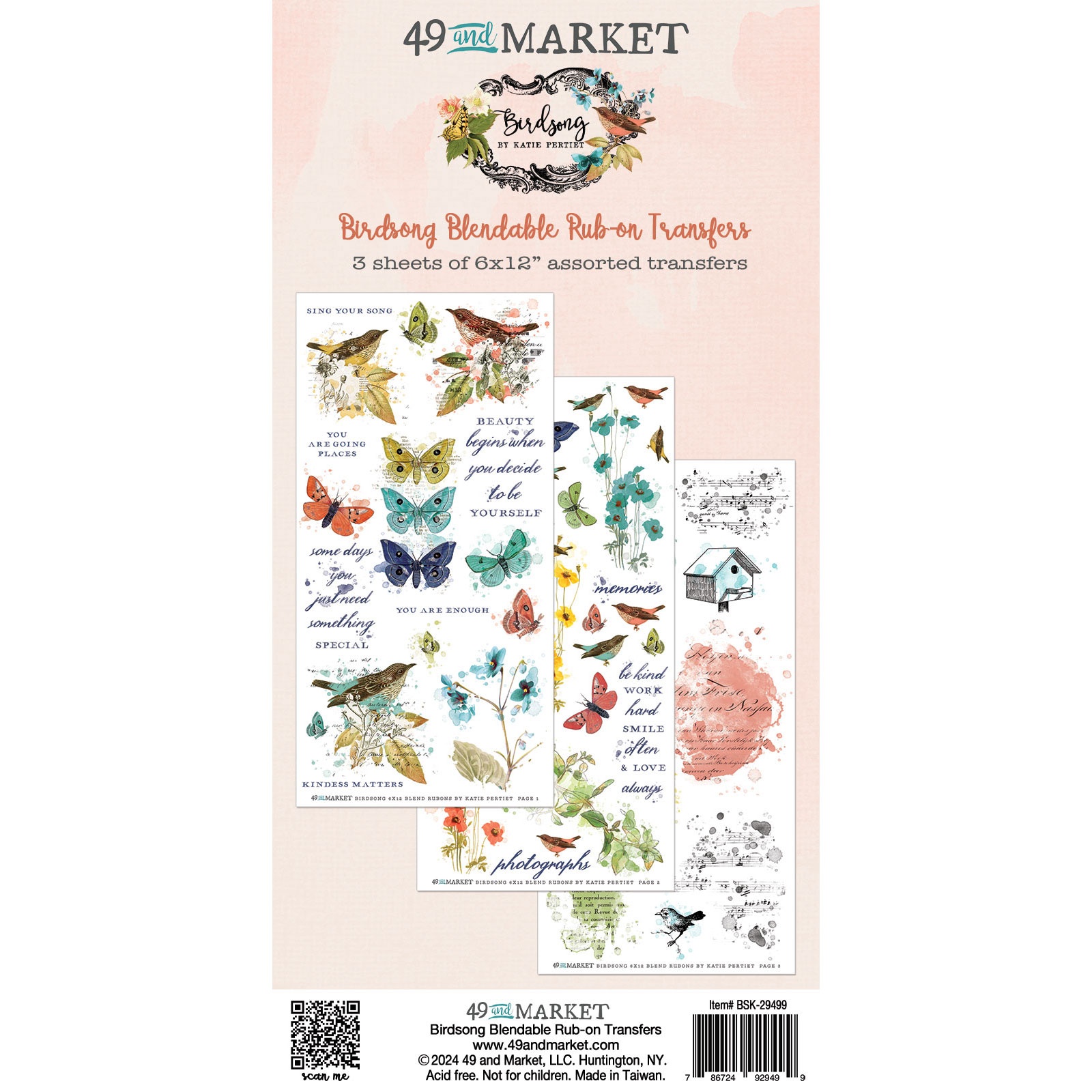 Bild von 49 And Market Rub-On Transfer Set-Blendable, Birdsong