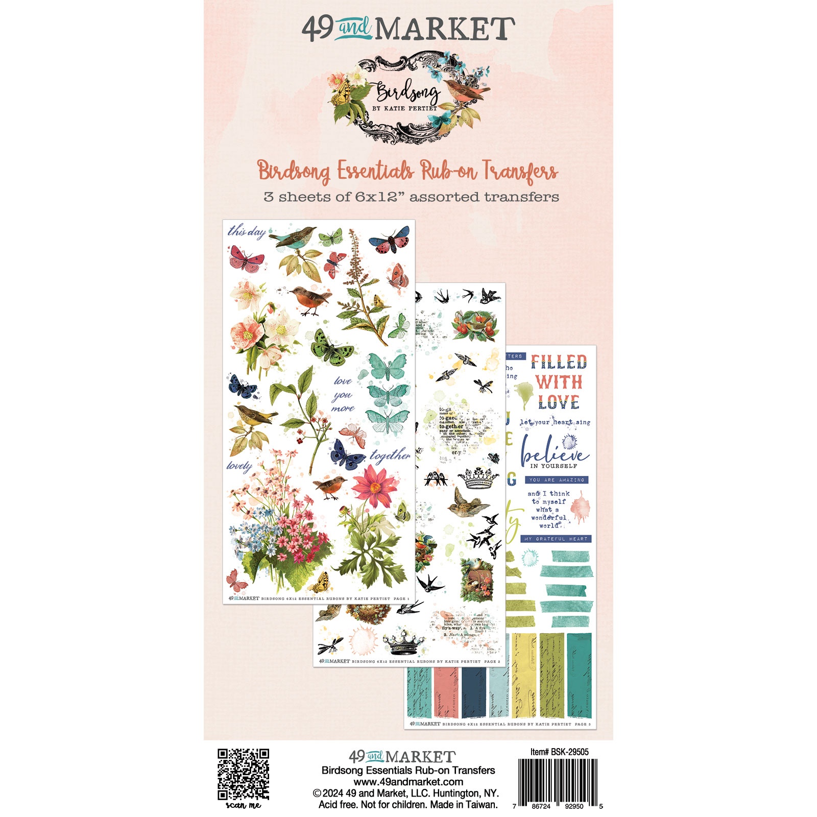 Bild von 49 And Market Rub-On Transfer Set-Essentials, Birdsong