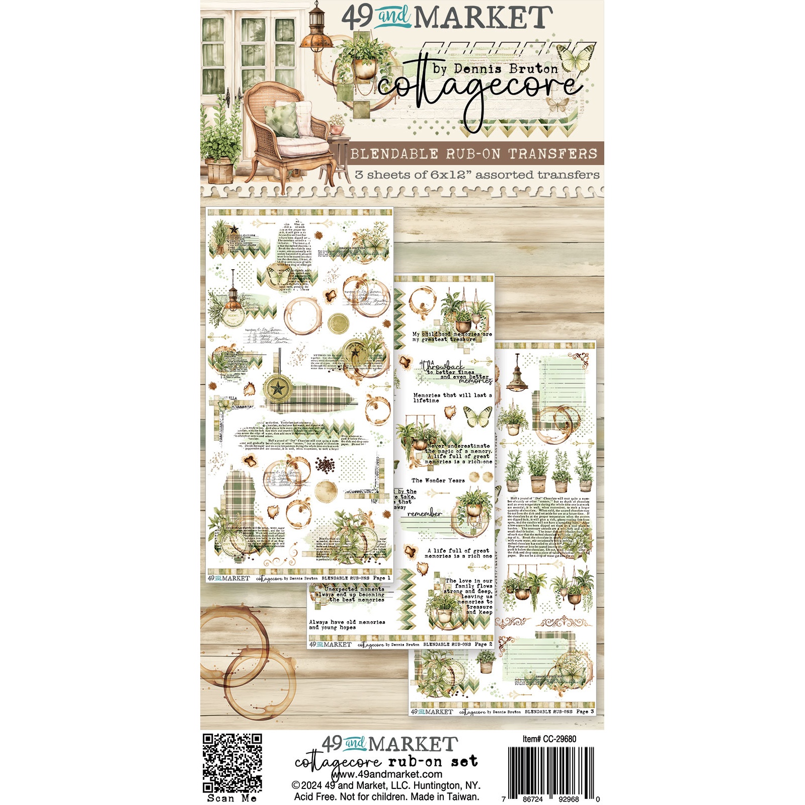 Bild von 49 And Market Rub-On Transfer Set 6"X12"-Cottagecore