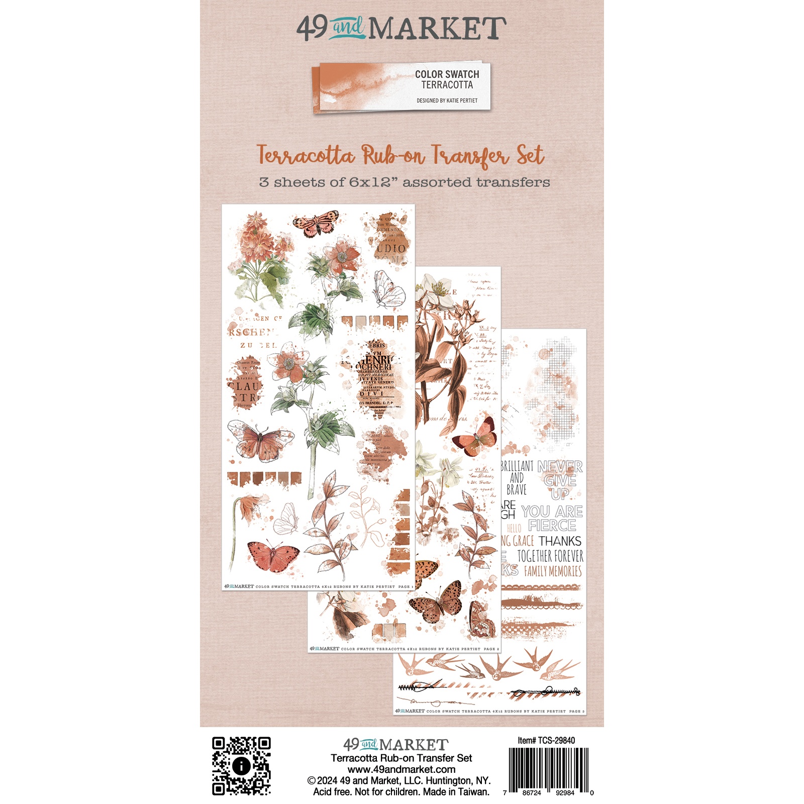 Bild von 49 And Market Rub-On Transfer Set-Color Swatch: Terracotta