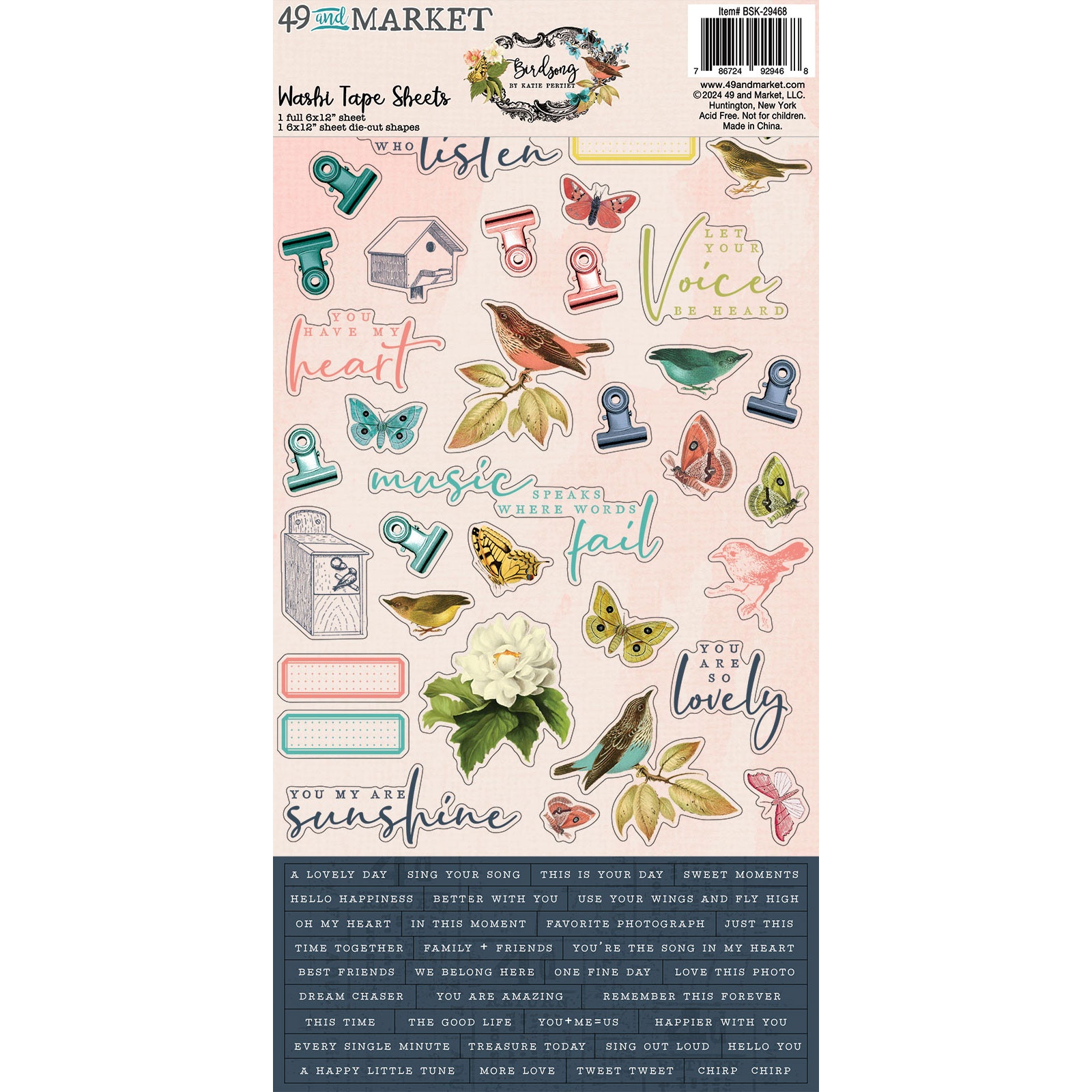 Bild von 49 And Market Washi Tape Sheets-Birdsong
