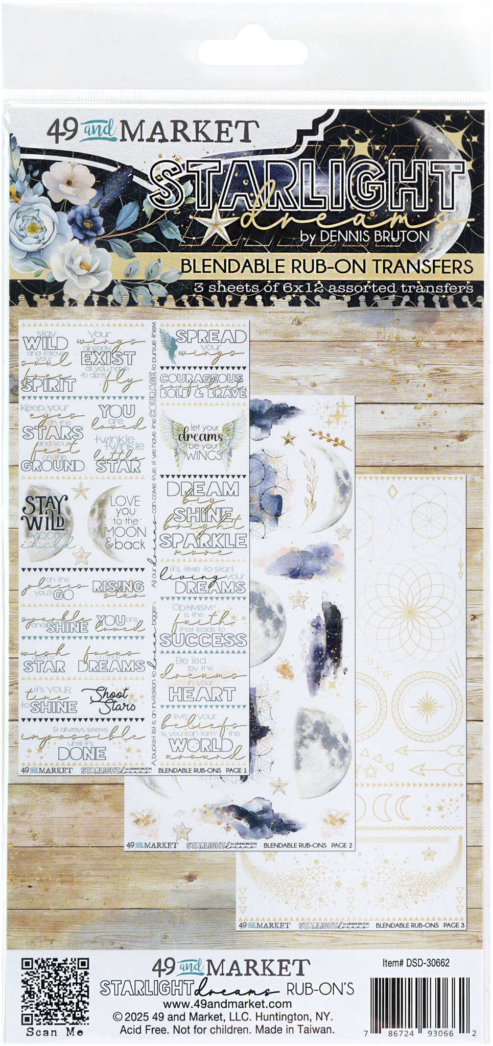 Bild von 49 And Market Rub-On Transfer Set 6"X12"-Starlight Dreams