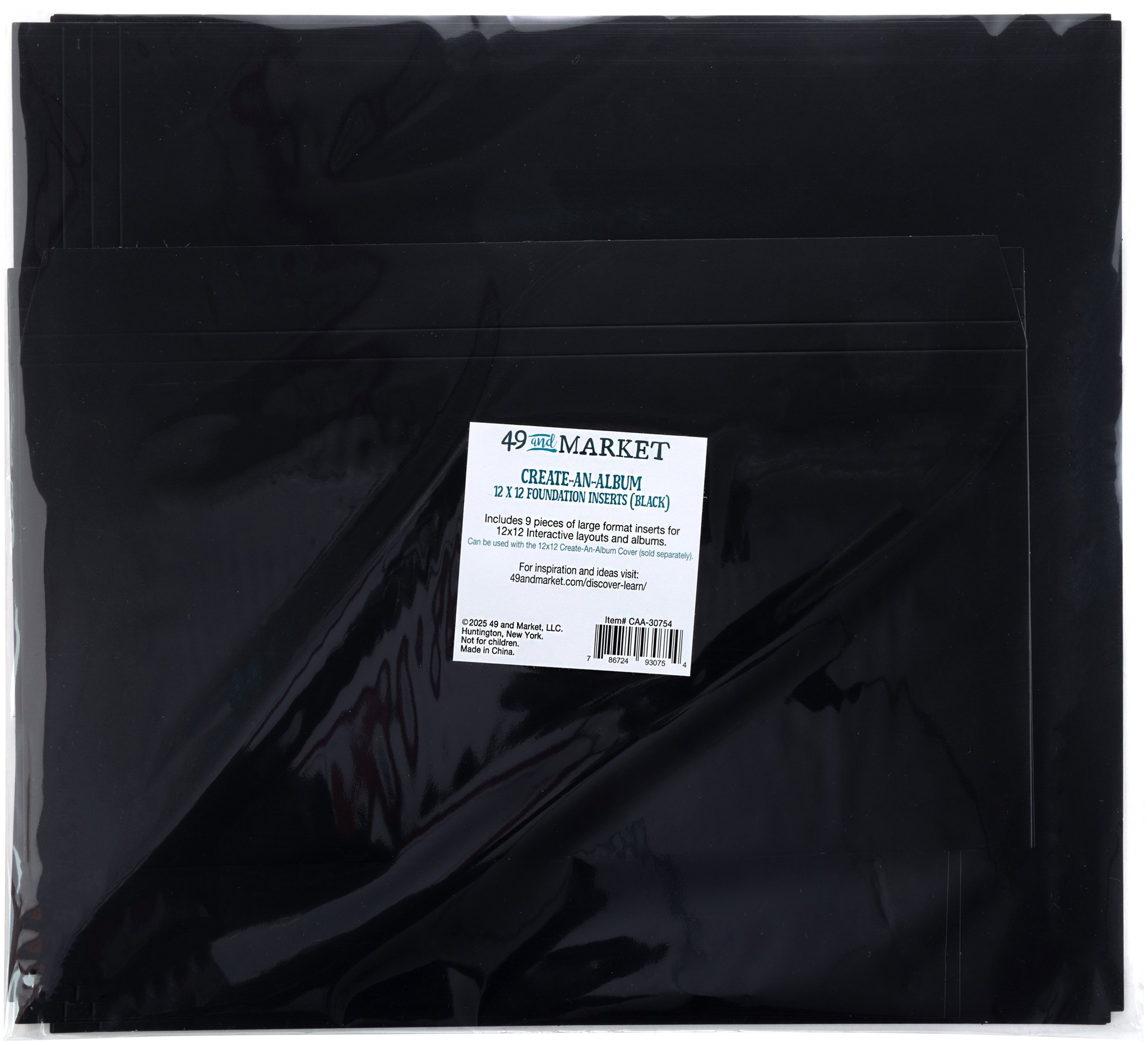 Bild von 49 And Market Create-An-Album Foundation Inserts 12"X12"-Black