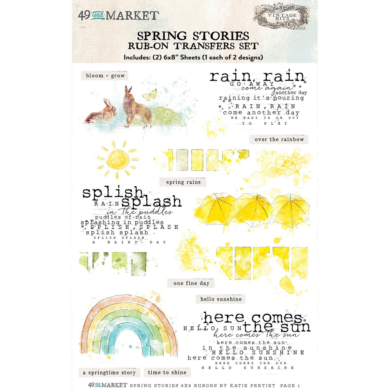 Bild von 49 And Market Rub-On Transfer Set 6"X8"-Spring Stories