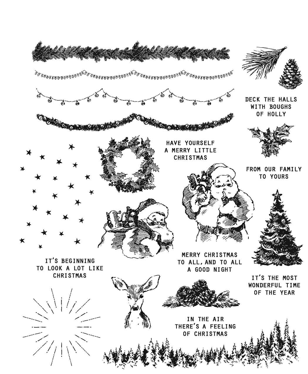 Bild von Tim Holtz Cling Stamps 7"X8.5"-Darling Christmas