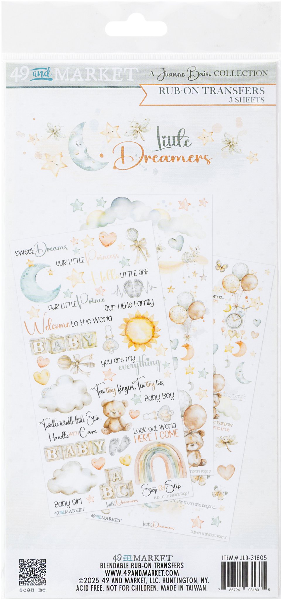 Bild von 49 And Market Rub-On Transfer Set 6"X12"-Little Dreamer