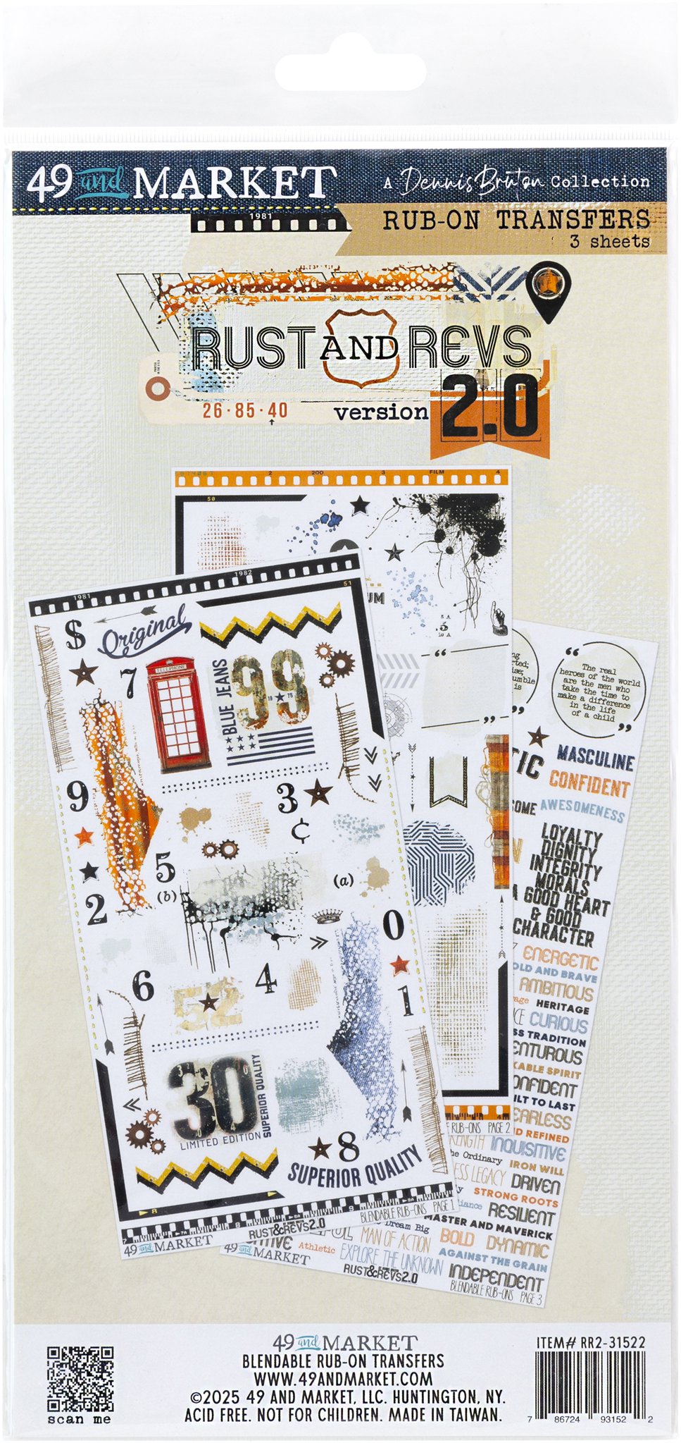 Bild von 49 And Market Rub-On Transfer Set 6"X12"-Rust & Revs 2.0 