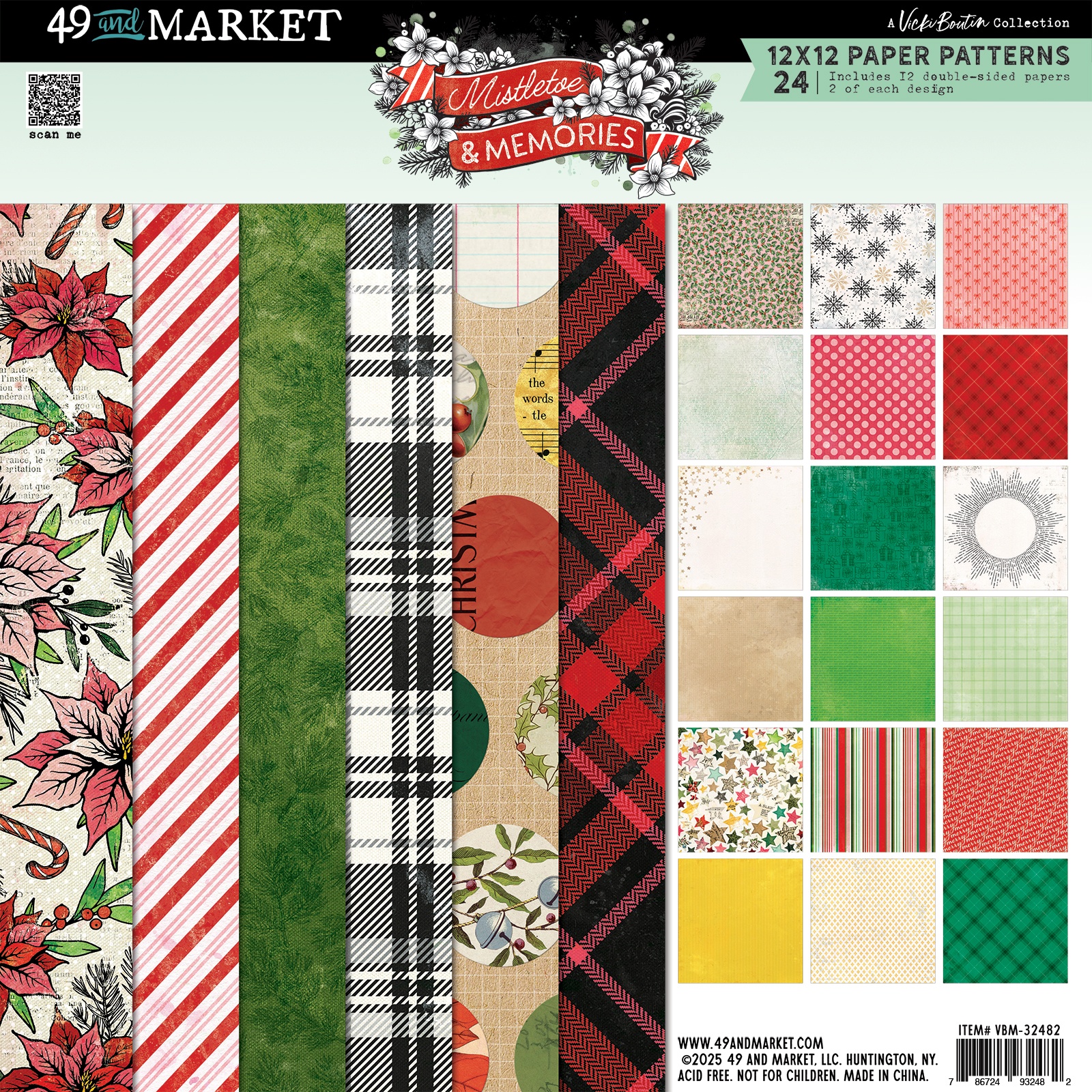 Bild von 49 And Market Paper Pad 12"X12" 24/Pkg-Mistletoe And Memories